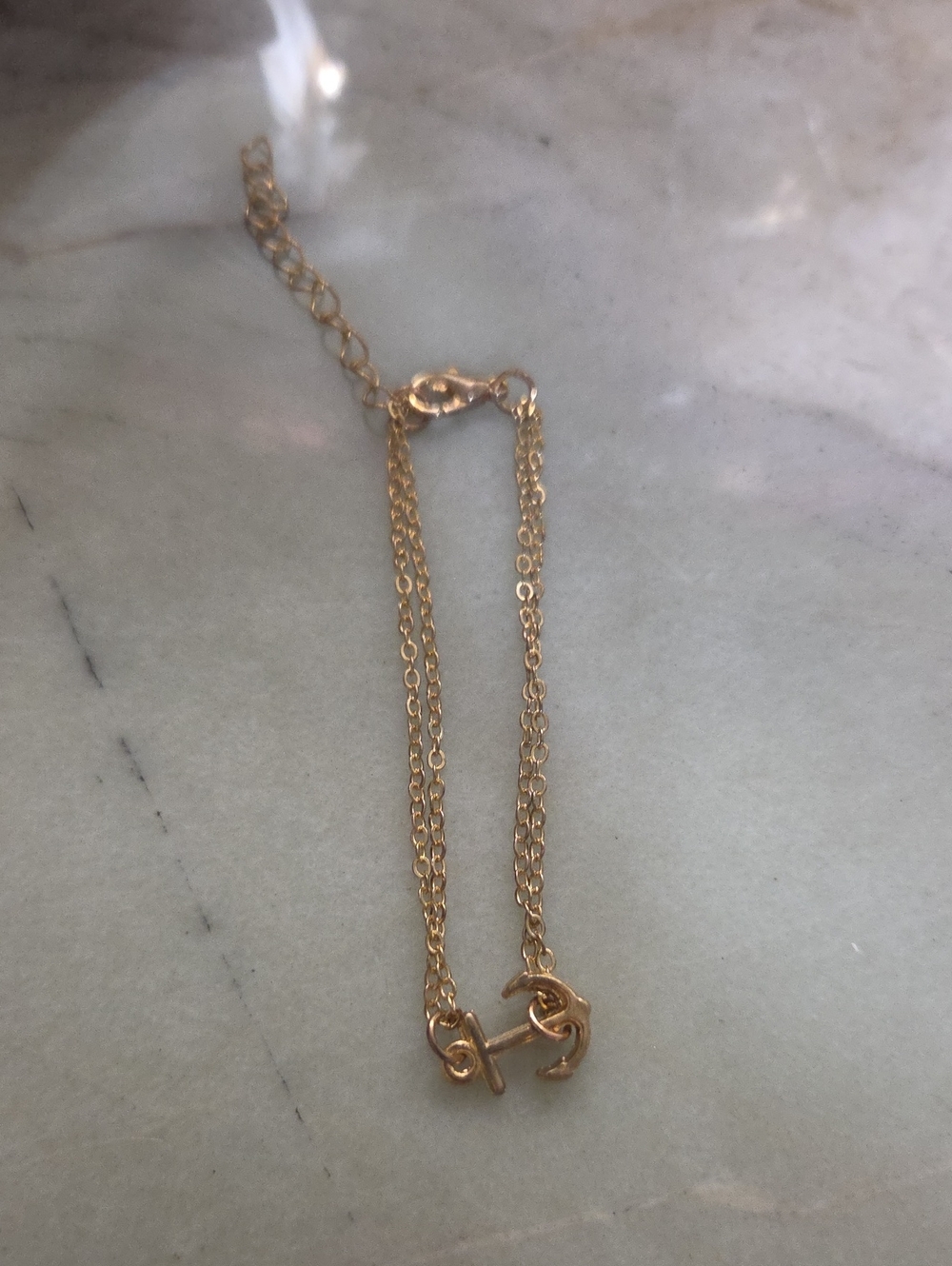 Gold Anchor Double-Chain Bracelet - Women's Jewelry